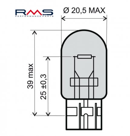 Bulb RMS 246510395 12V 21W, T20 orange