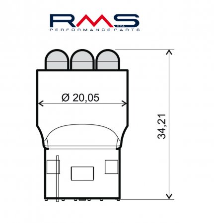 Bulb RMS 246510531 12V 6 Led, T20 orange (2 pcs)