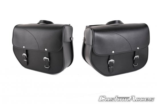 Leather saddlebag CUSTOMACCES APS001N SANT LOUIS Crni pair