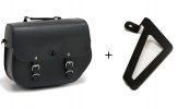 Leather saddlebag CUSTOMACCES APS012N SANT LOUIS Crni left, with metal base left side and left fitting kit