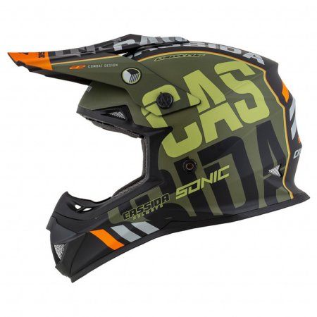 Motocross Helmet CASSIDA CROSS CUP SONIC matt green /orange XL