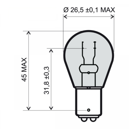 Lamp RMS 246510371 12V 21/5W, BAY15D crven