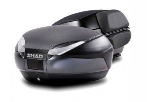 Top case SHAD SH48 Dark grey with backrest, carbon cover and PREMIUM SMART lock